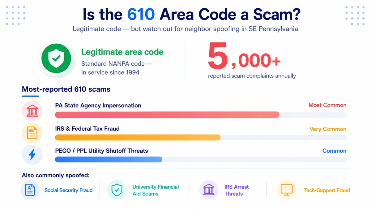 Warning signs of scam calls targeting the 610 area code in southeastern Pennsylvania, the Philadelphia Main Line, and the Lehigh Valley