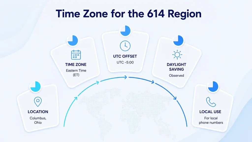 Time Zone for the 614 Region — Eastern Time, Columbus Central Ohio