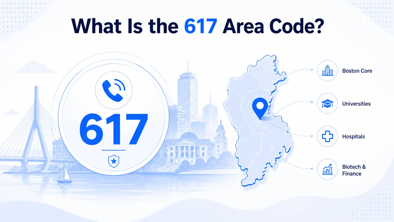 What is the 617 area code — covers Boston's core, universities, hospitals, and biotech and finance sectors in Greater Boston, Massachusetts