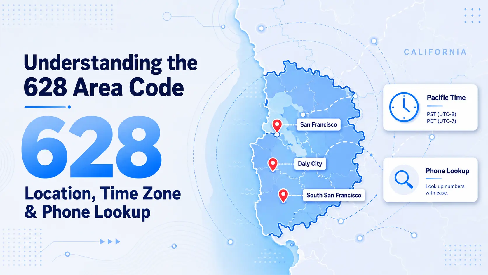 628 area code San Francisco Bay Area — location, time zone, and phone lookup guide