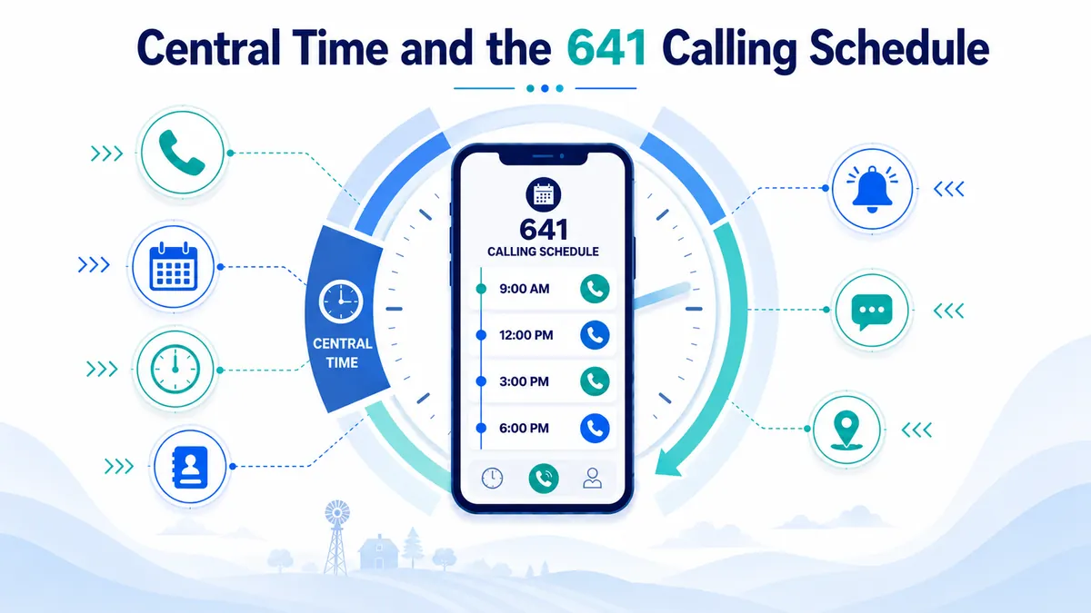 641 area code time zone — Central Time in Iowa with calling schedule offset chart from major US cities