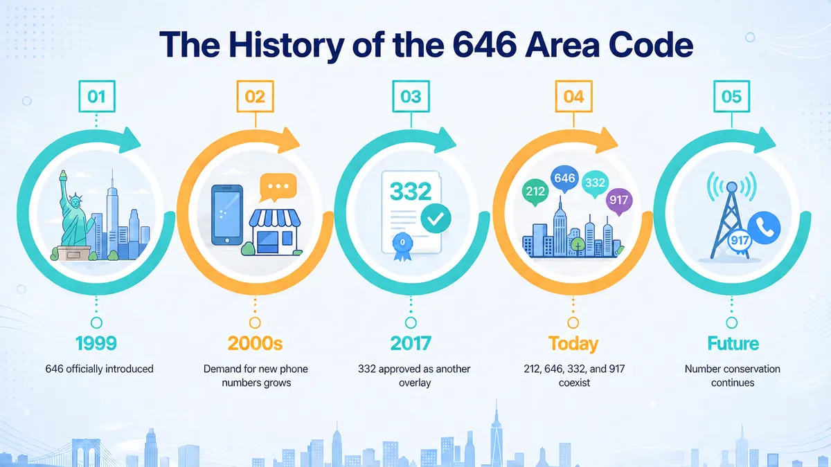 History of the 646 area code — Manhattan telephone timeline from 212 to 646 to 332