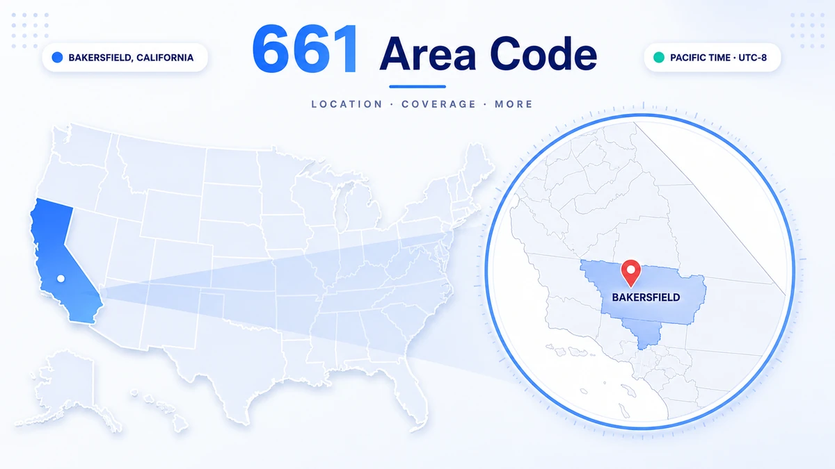661 area code — south-central California coverage map showing Bakersfield, Santa Clarita, Lancaster, Palmdale, Ridgecrest, and Kern County