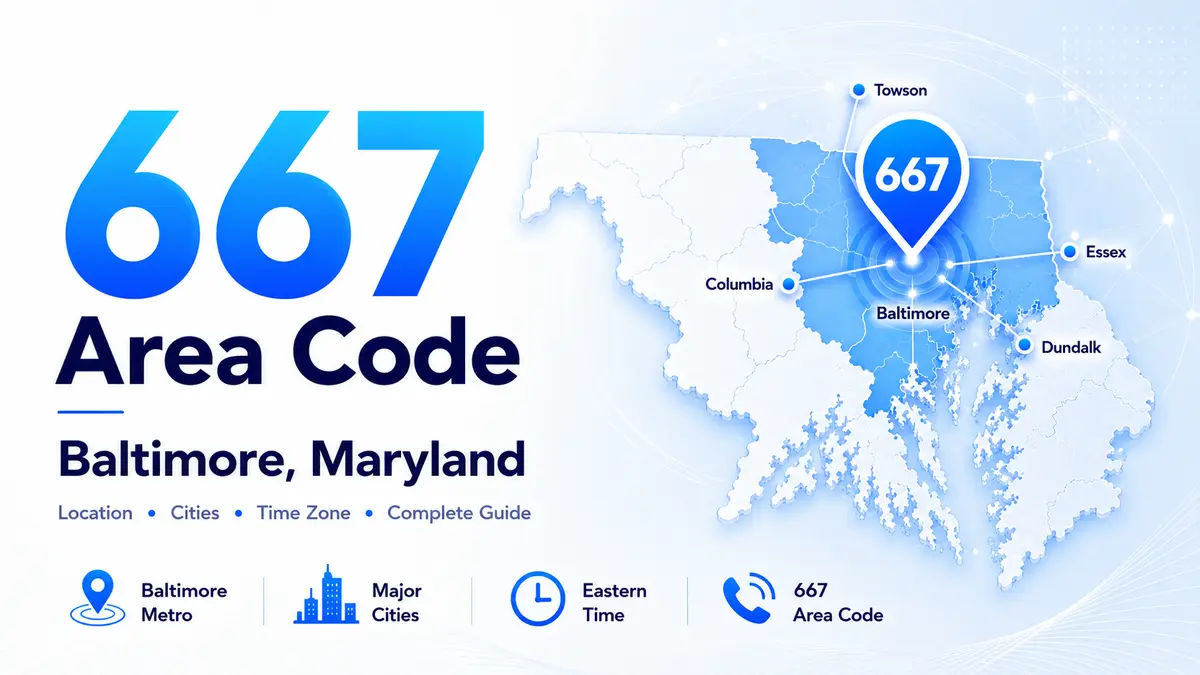 Baltimore Maryland skyline and Inner Harbor — 667 area code overlay covering Baltimore City, Annapolis, Columbia, Towson, and central Maryland communities
