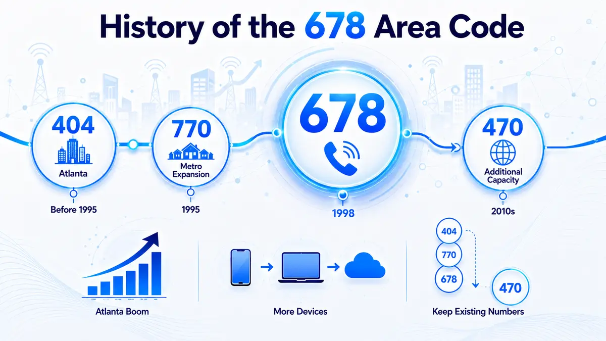 History of the 678 area code — Georgia telephone history from the original 404 area code through the 1995 770 split and the 1998 creation of the 678 overlay prefix for suburban Atlanta