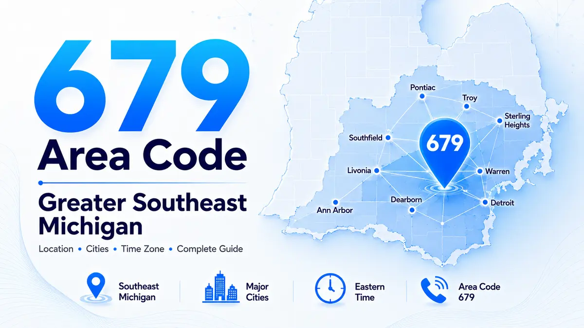Southeastern Michigan skyline — 679 area code overlay for the 734 territory covering Ann Arbor, Monroe, Ypsilanti, Canton Township, and surrounding Washtenaw, Monroe, and Wayne county communities
