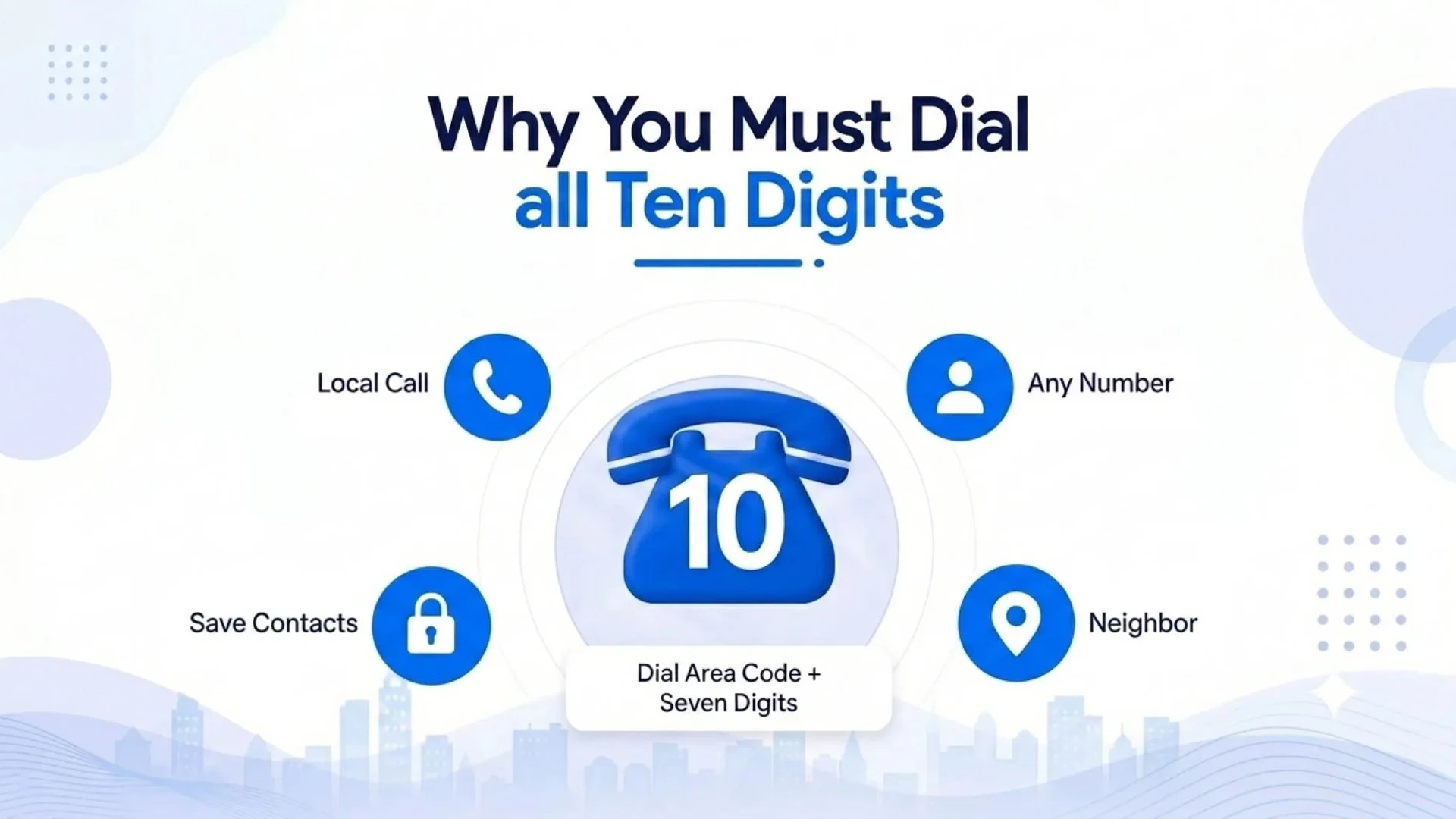 Why You Must Dial All Ten Digits — dial the area code plus seven digits for every local call, even to a neighbor, and save contacts in full ten-digit form