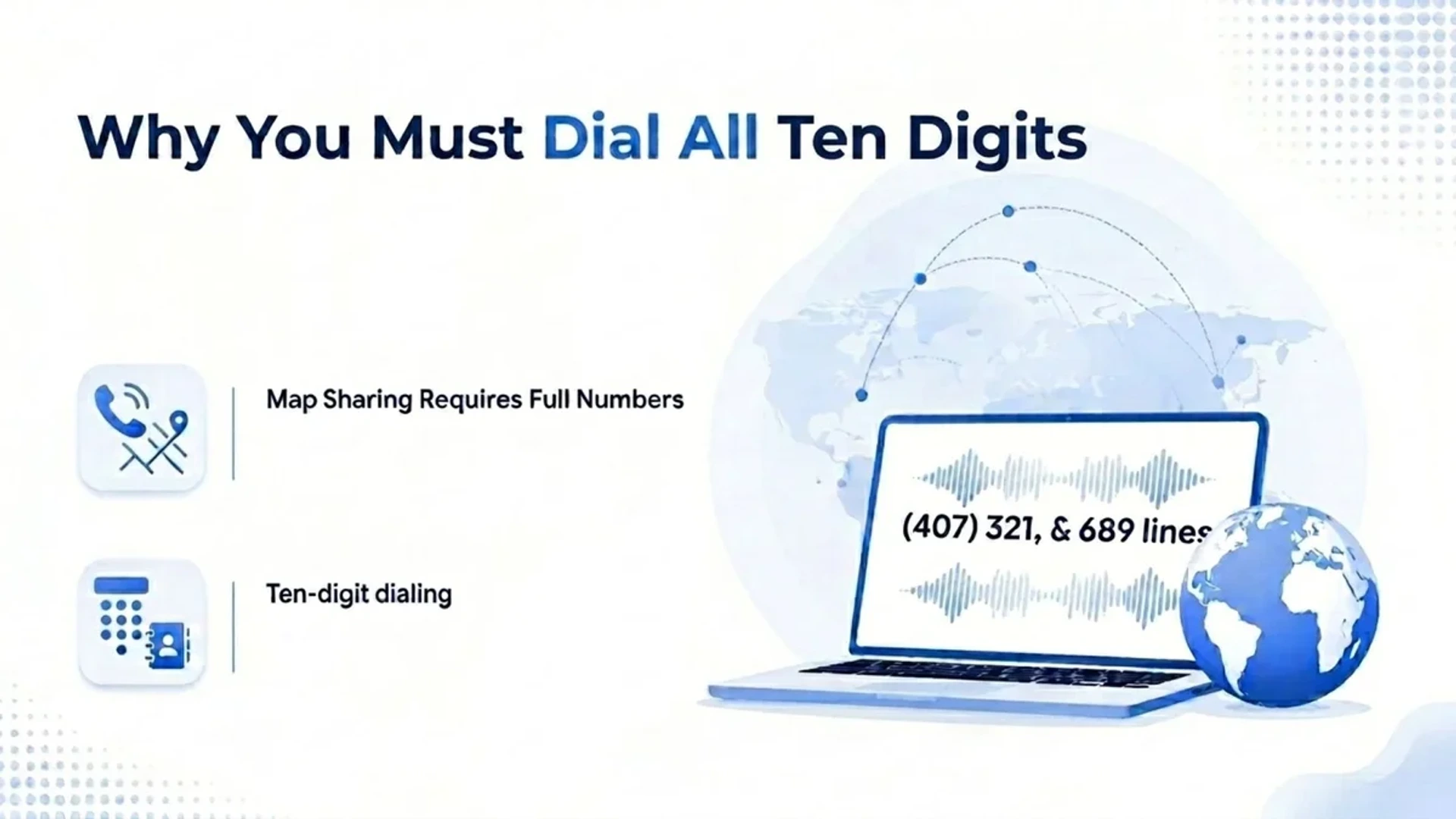 Why you must dial all ten digits — ten-digit dialing for 407, 321, and 689 area codes