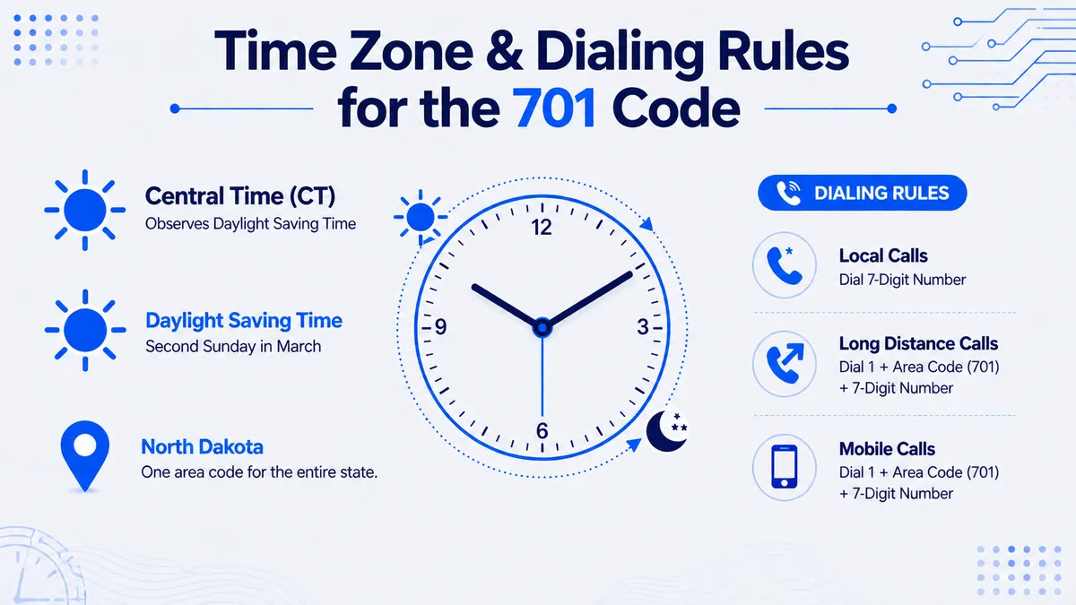 701 area code time zone — Central and Mountain Time in North Dakota