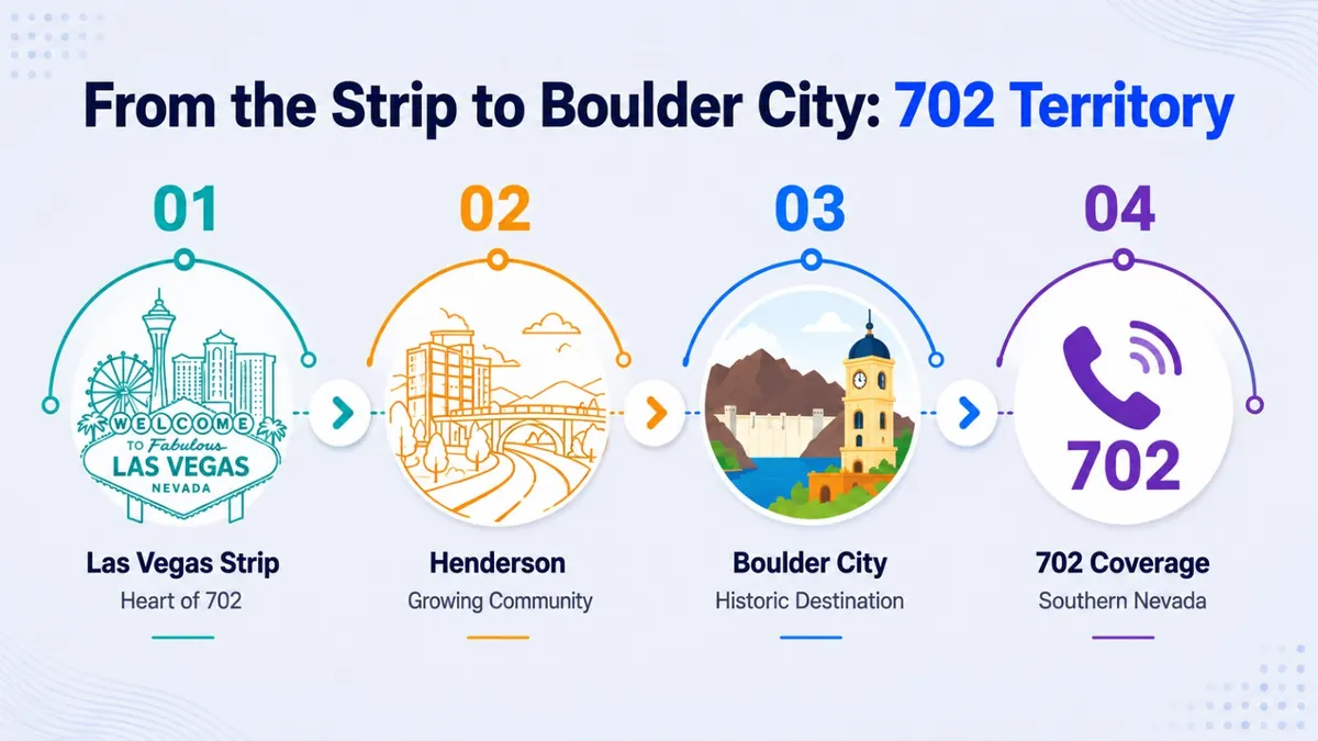 702 area code location map — Las Vegas and Clark County in southern Nevada