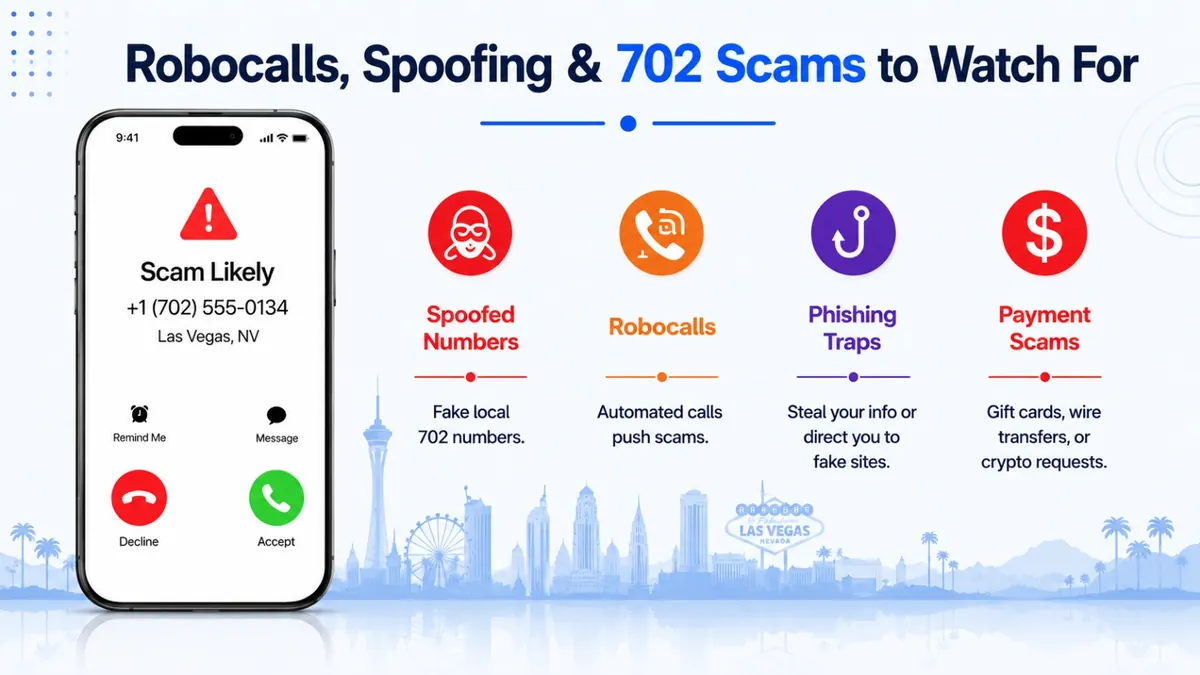 702 area code scam alert — robocall and caller ID spoofing warning for Las Vegas