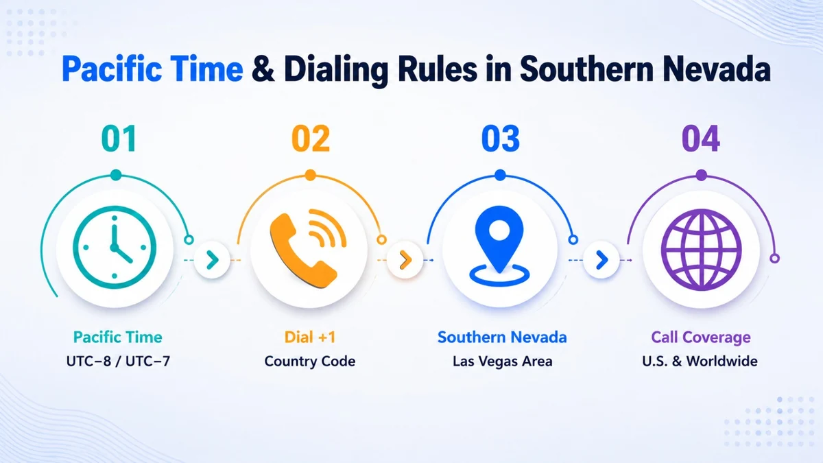 702 area code time zone — Las Vegas on Pacific Time with 10-digit dialing