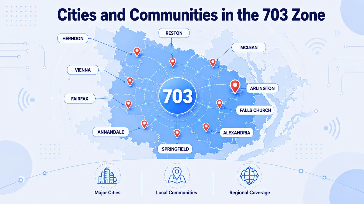 703 cities — Arlington, Alexandria, McLean, Reston, Herndon, Vienna, Falls Church, Fairfax, and Manassas across Northern Virginia in the Washington D.C. metro area