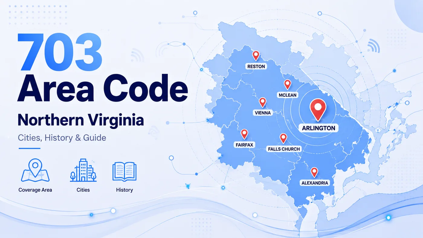 703 area code — Northern Virginia map covering Arlington, Alexandria, McLean, Reston, Herndon, Vienna, and Fairfax in the Washington D.C. metropolitan area
