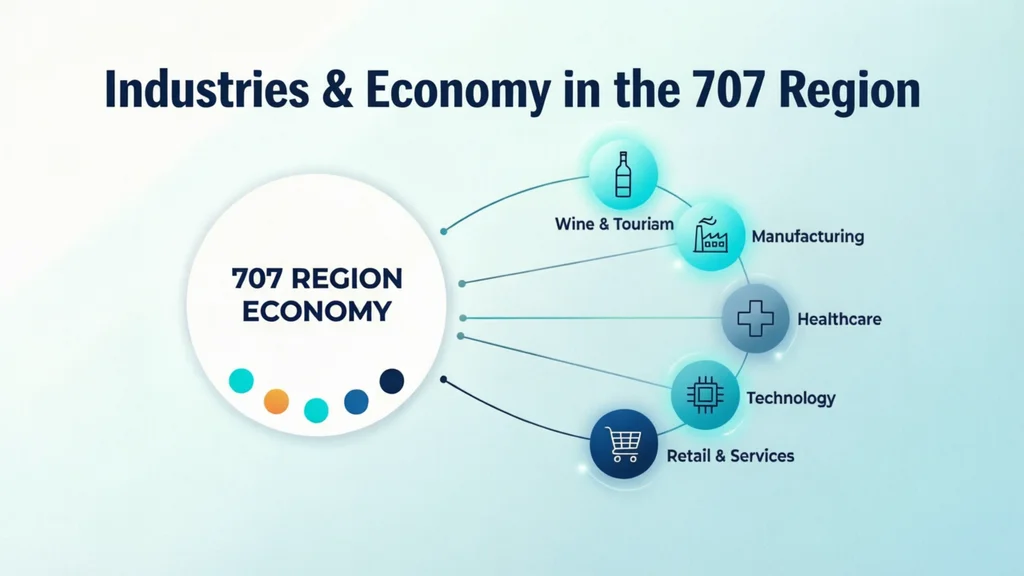 Industries and economy in the 707 area code region — wine, tourism, military, timber and healthcare