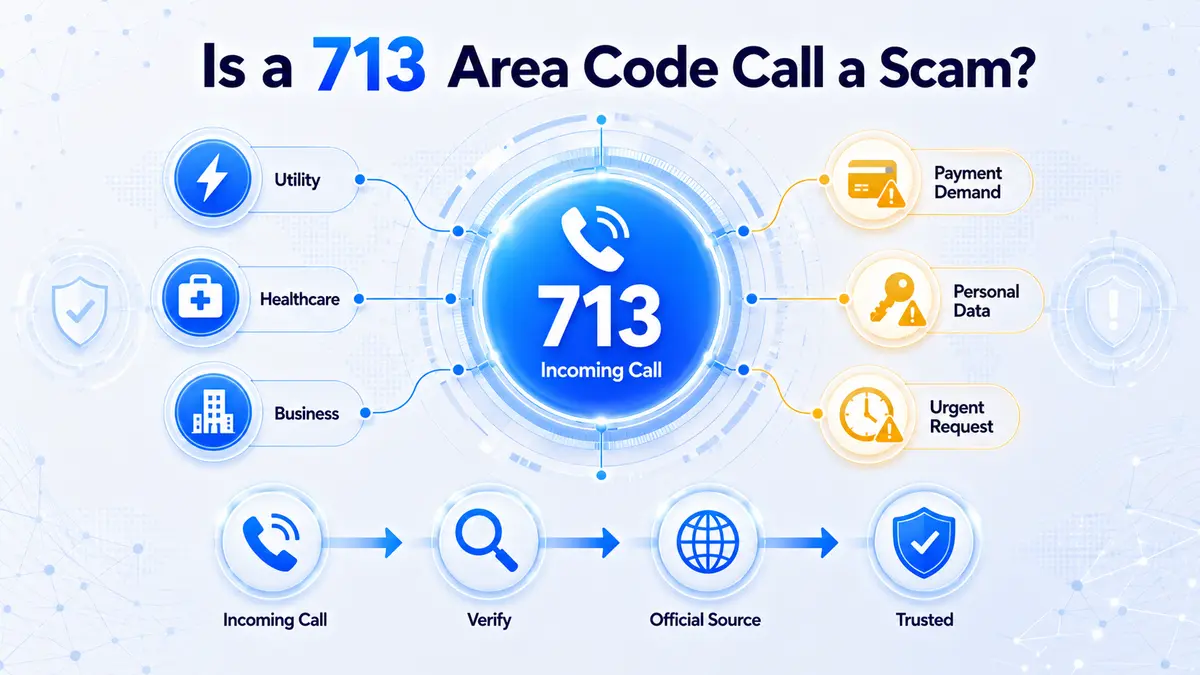 713 area code scam awareness — how to identify spoofed Houston Texas phone numbers and protect personal information from caller ID fraud