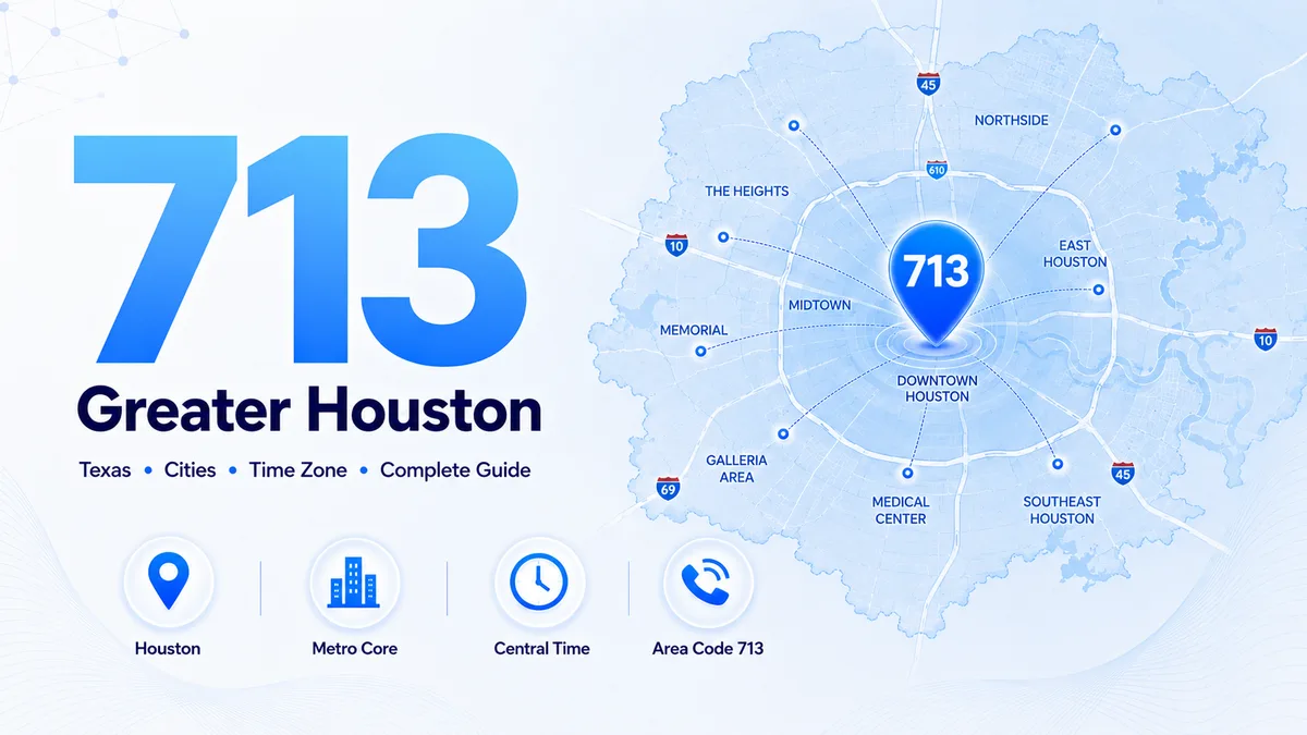 Houston Texas downtown skyline — 713 area code covering inner Houston, the Texas Medical Center, NASA Johnson Space Center, and the energy capital of the world