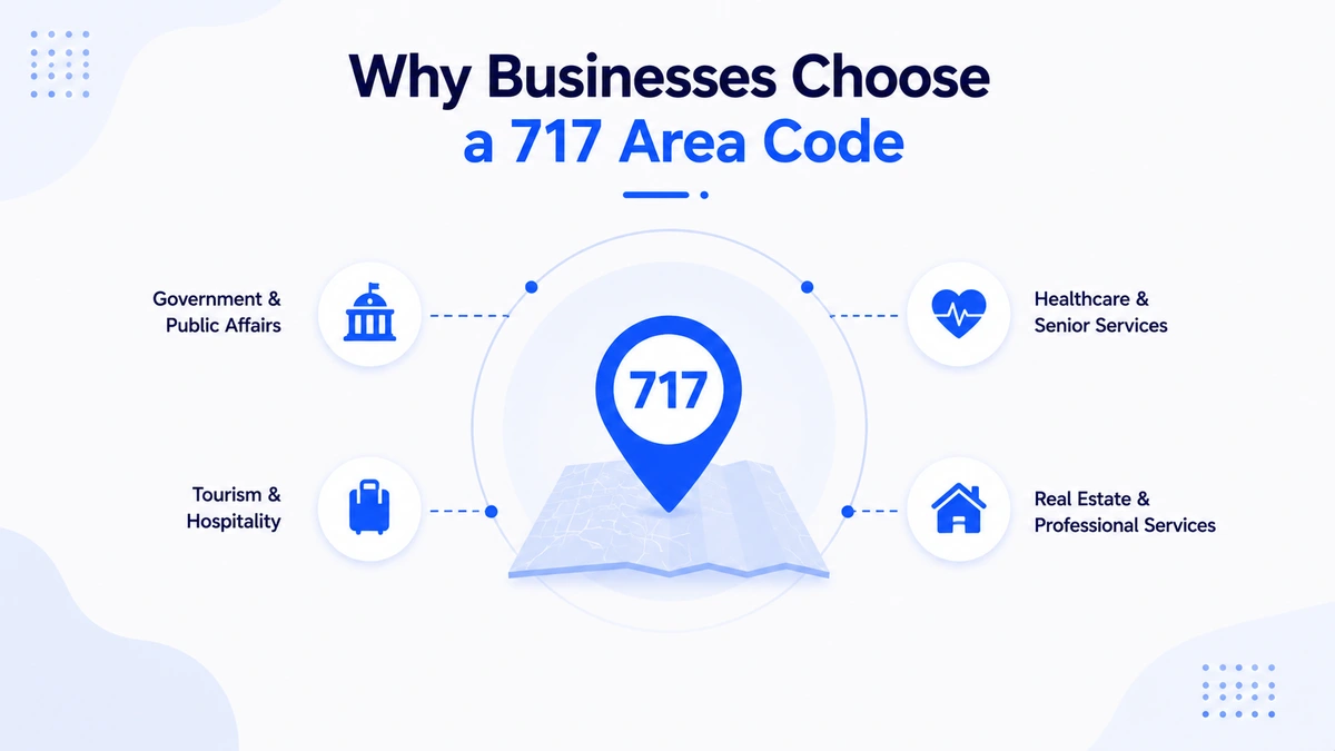 Why businesses choose a 717 area code — government and public affairs, healthcare and senior services, tourism and hospitality, real estate and professional services in south-central Pennsylvania