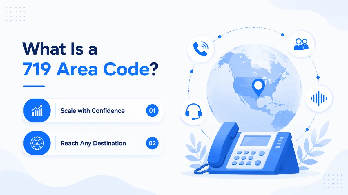 What is a 719 area code — Colorado Springs virtual phone number service showing scale with confidence and reach any destination features for southeastern Colorado