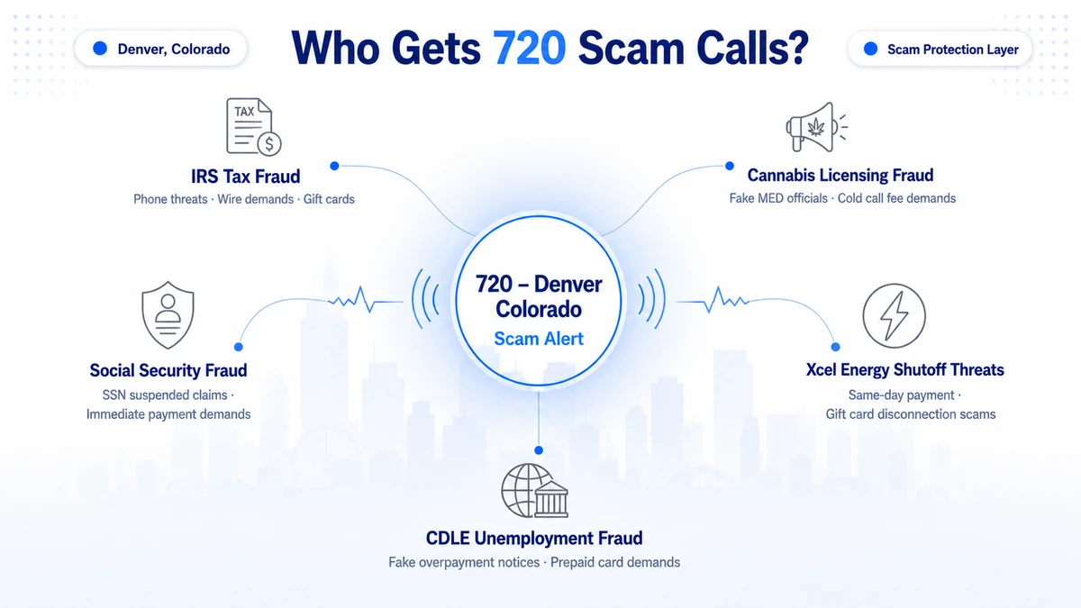 Warning signs of scam calls targeting the 720 area code in Denver, Aurora, Boulder, and the Colorado metropolitan area