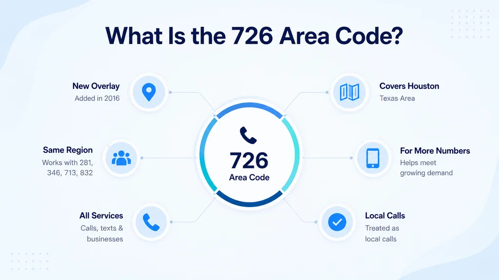 What is the 726 area code — San Antonio overlay covering Bexar County, Texas