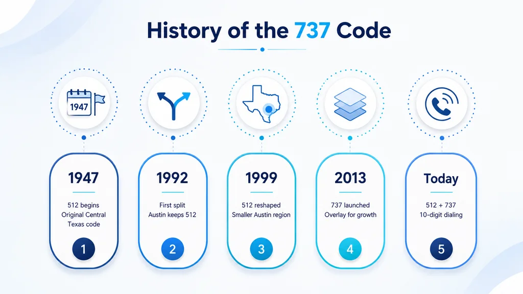 History of the 737 area code — a 2013 overlay on the Austin 512 code