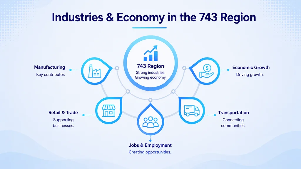 Industries and economy in the 743 area code region — furniture, aviation, banking and healthcare