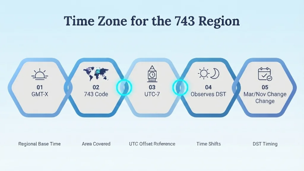 Time zone for the 743 area code region — Eastern Standard Time and Eastern Daylight Time
