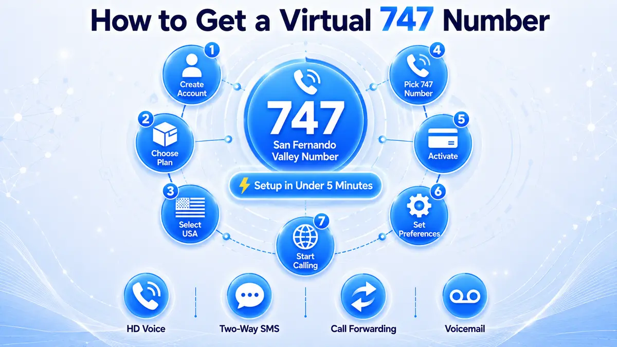 How to get a 747 area code virtual number — CallMama activation steps for the San Fernando Valley, Burbank, Glendale, and the greater Los Angeles entertainment and business market