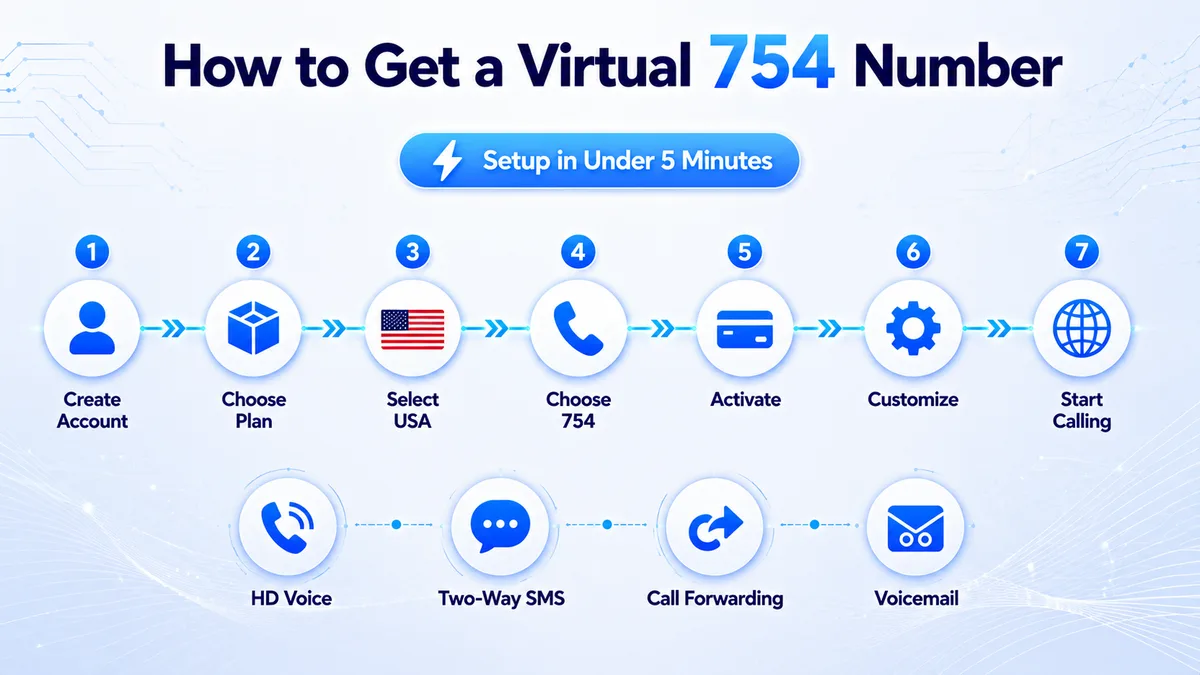 How to get a 754 area code virtual number — CallMama activation steps for Broward County, Fort Lauderdale, Hollywood, and the greater South Florida business and tourism market