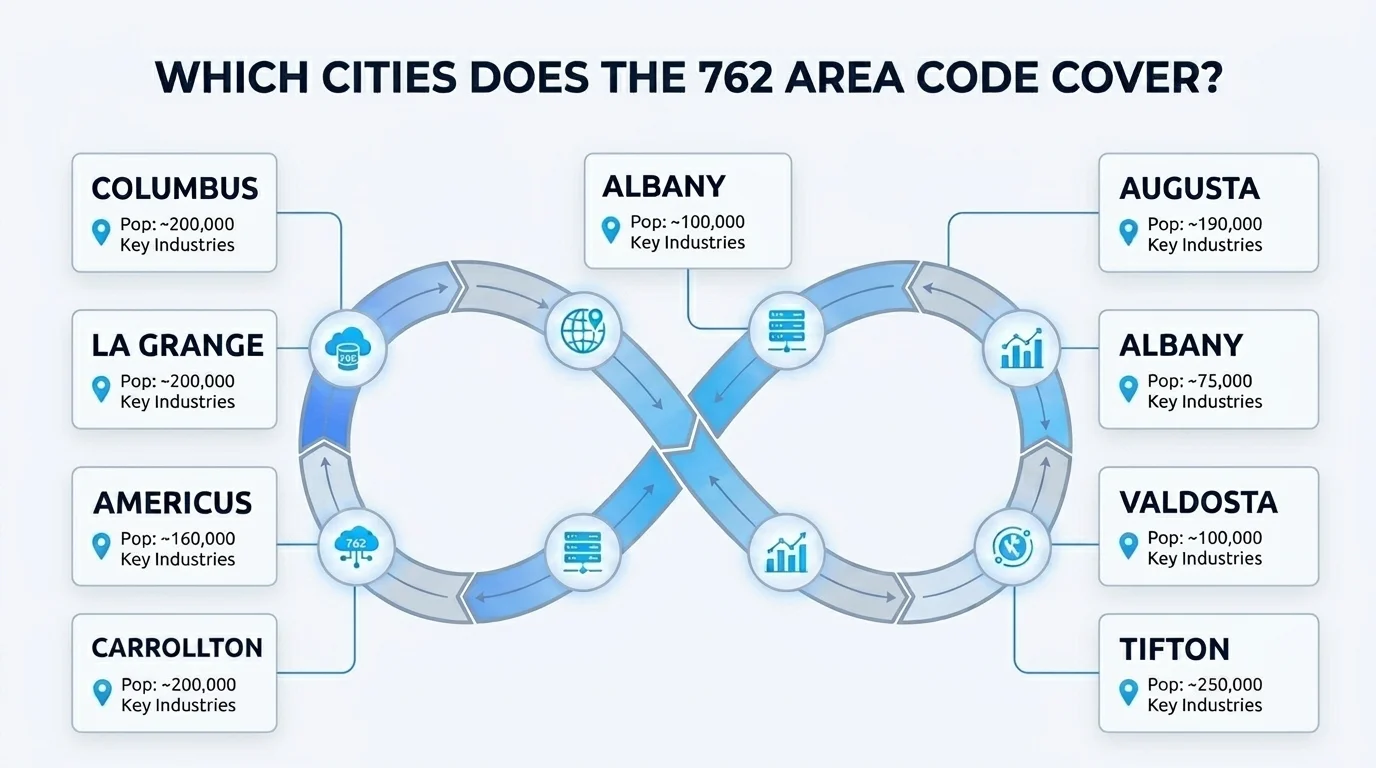 Which cities does the 762 area code cover — Columbus, Augusta, Athens and more