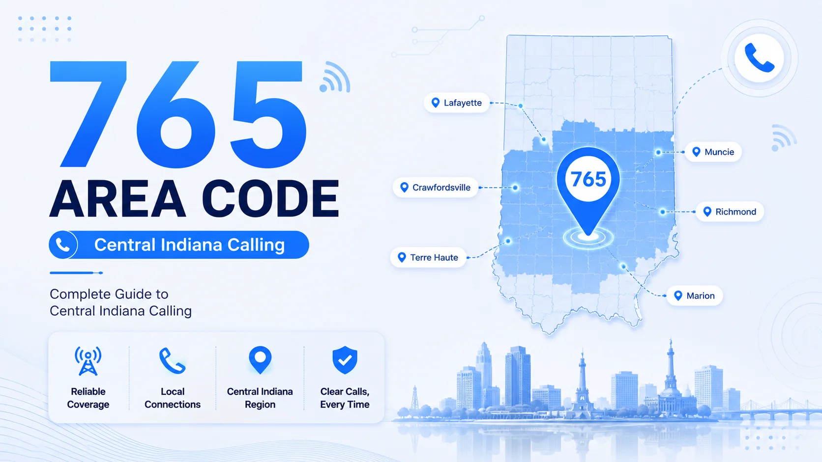 765 area code — complete guide to central Indiana calling covering Lafayette, Muncie, and Kokomo
