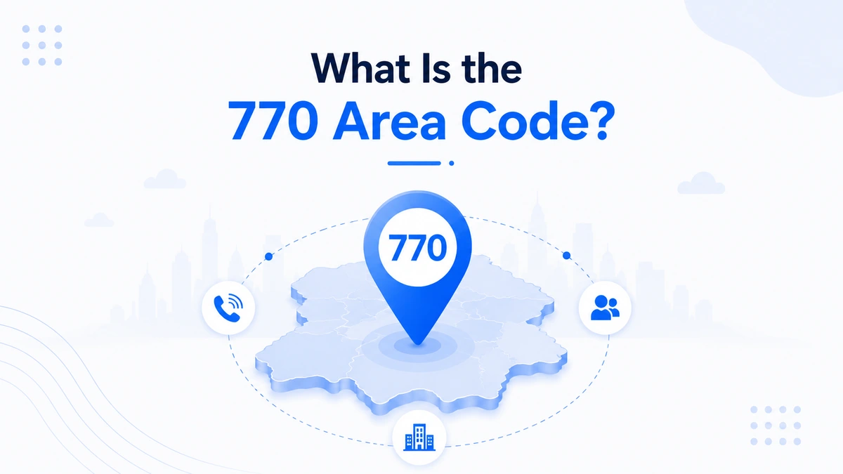 What is the 770 area code — Atlanta suburban ring map with 770 location pin showing NANP geographic code serving Gwinnett, Cobb, Cherokee, and surrounding counties with calling and community icons