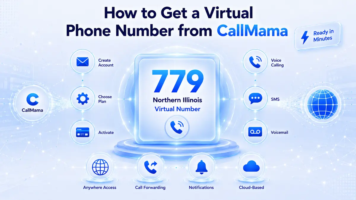 How to get a 779 area code virtual number — activation steps for northern Illinois including Rockford, Joliet, Kankakee, DeKalb, and the broader 779 and 815 overlay zone