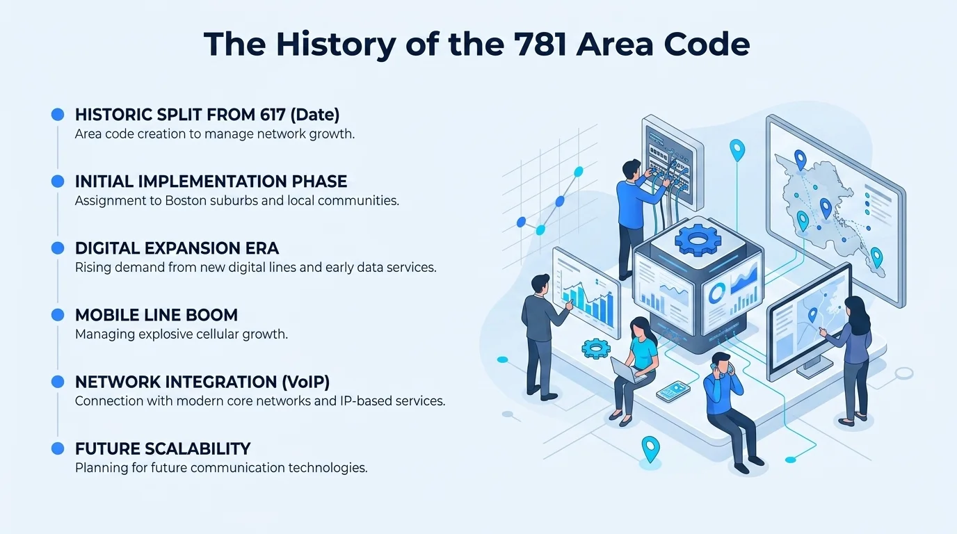 History of the 781 area code — the 1997 split from 617 and the rise of Boston's suburban calling corridor