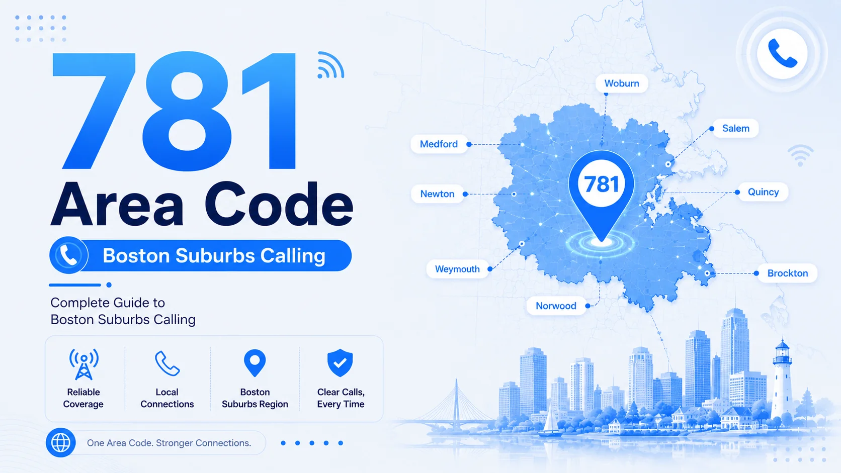 781 area code — complete guide to Boston suburbs calling covering Quincy, Lynn, Salem, Waltham, and Lexington