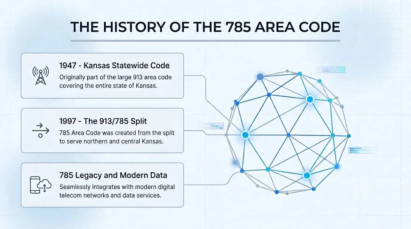 History of the 785 area code — the 1997 split from 913 and Kansas statewide numbering reorganization