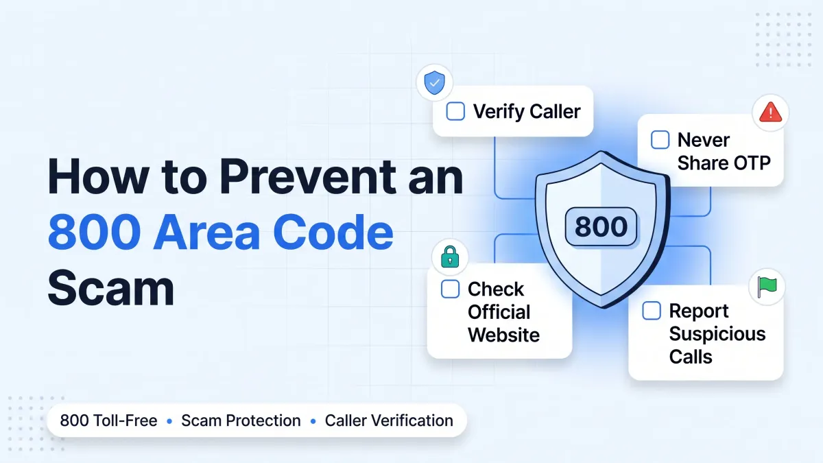How to prevent an 800 area code scam — verify caller, never share OTP, check official website, report suspicious calls