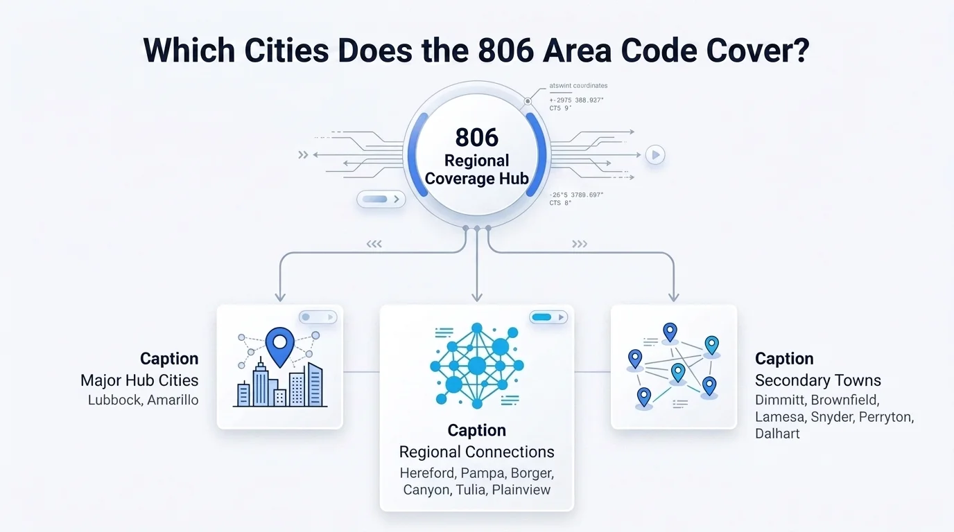 Which cities does the 806 area code cover — Lubbock, Amarillo, Canyon, Plainview, Pampa, and Hereford