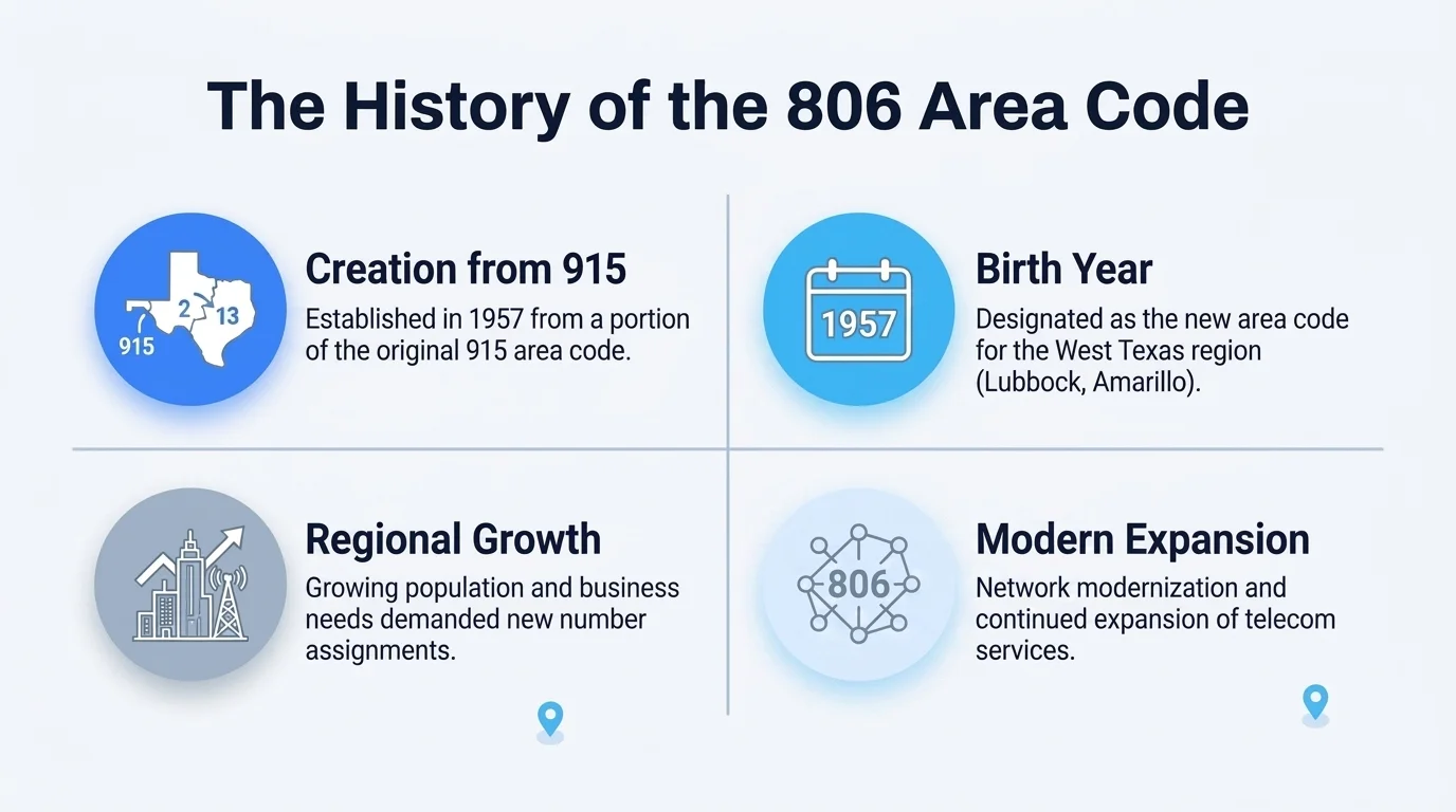 History of the 806 area code — from its 1947 NANP creation as Texas Panhandle's original code to the present day