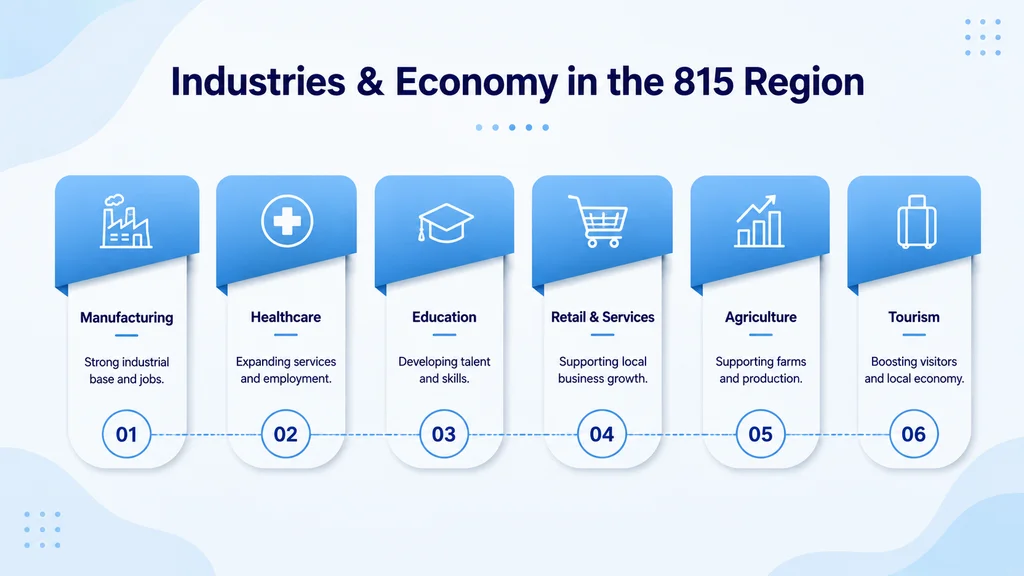 Industries and economy in the 815 area code region — manufacturing, logistics and agriculture