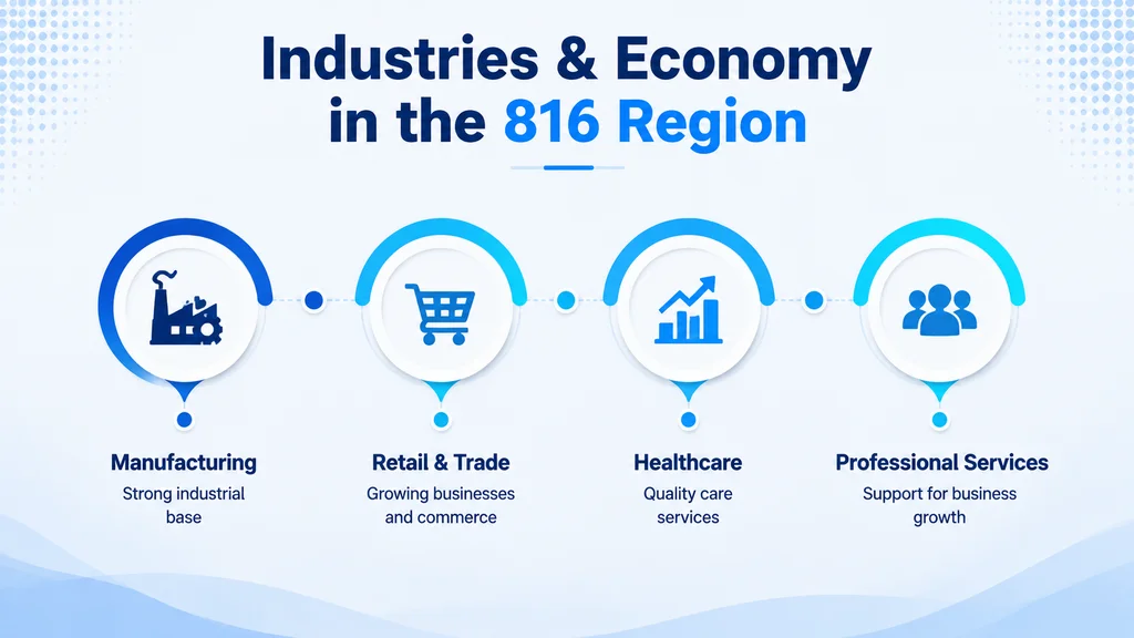 Industries and economy in the 816 area code region — logistics, agribusiness and technology