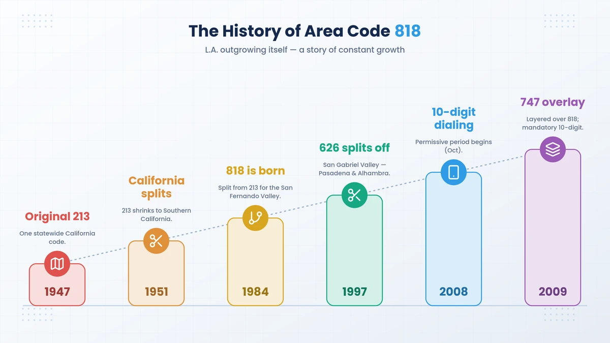 History of the 818 area code San Fernando Valley timeline