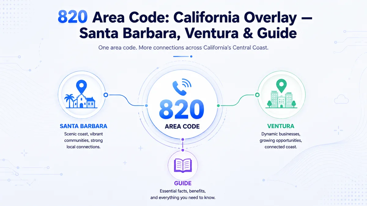 What is the 820 area code — central California coast coverage map showing Santa Barbara, Ventura, Oxnard, Thousand Oaks, Camarillo, and Simi Valley as a full overlay of the 805 code