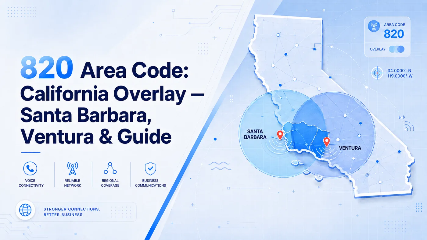 820 area code — central California coast map covering Santa Barbara, Ventura, Oxnard, Thousand Oaks, Camarillo, and Simi Valley as a full overlay of the 805 area code