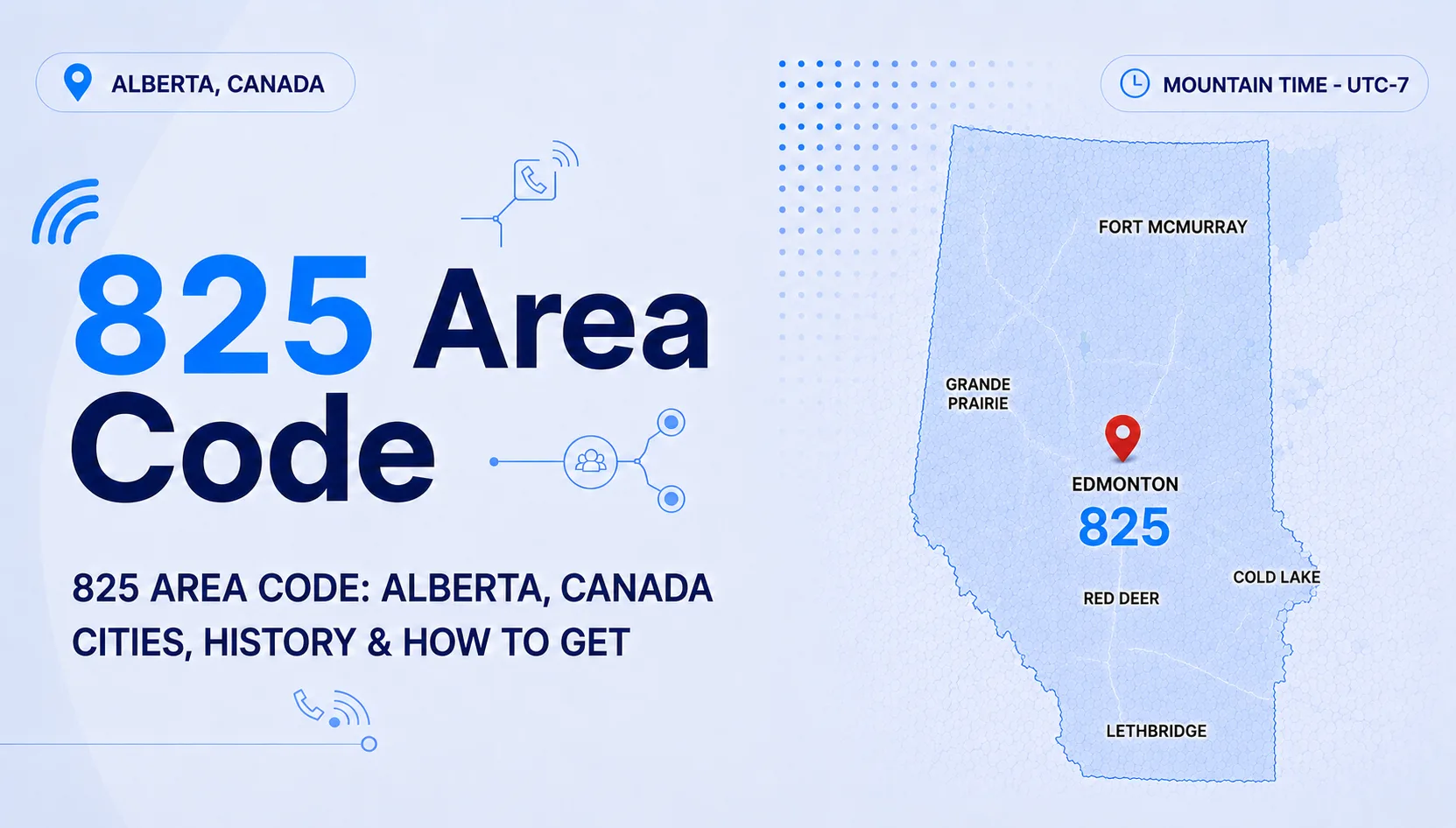 825 Area Code — Alberta, Canada including Edmonton, Calgary and Red Deer