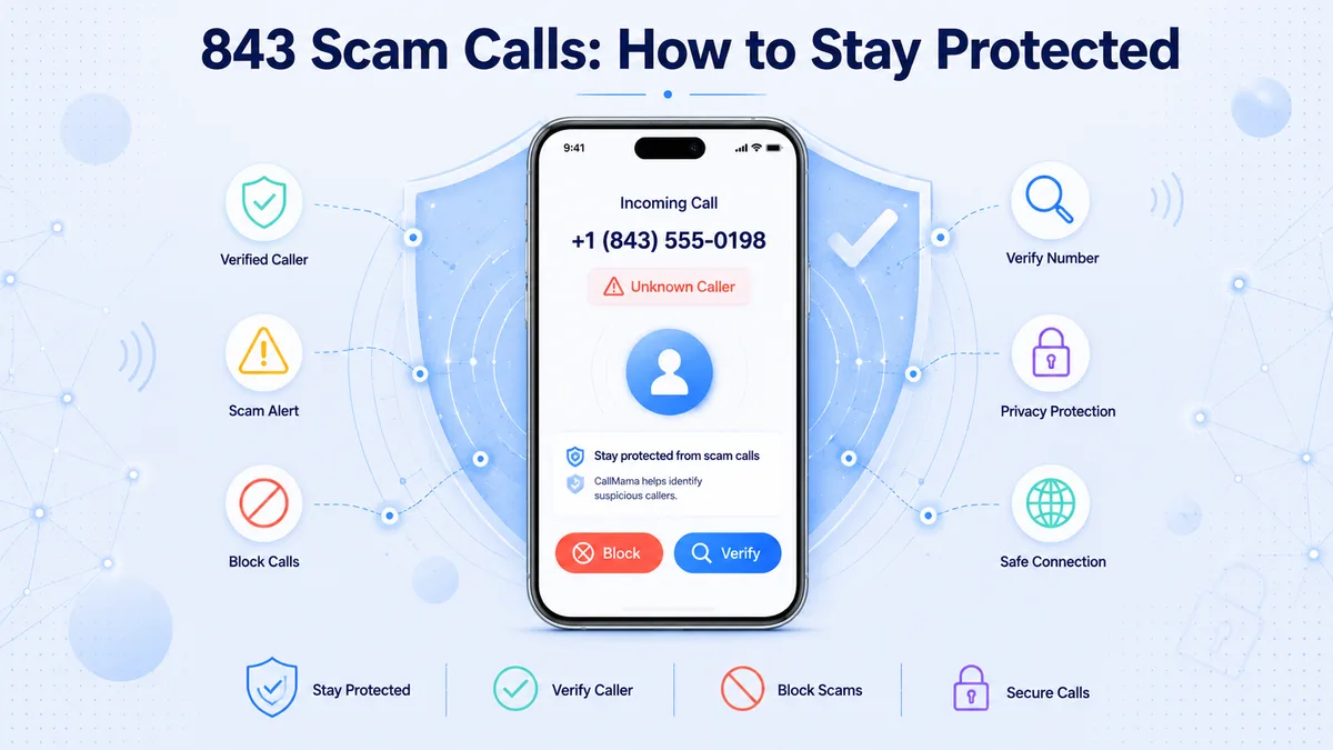 843 scam calls — how to stay protected from spoofed South Carolina caller ID, including caller protection, scam alerts, blocking suspicious calls, and verifying unknown 843 numbers