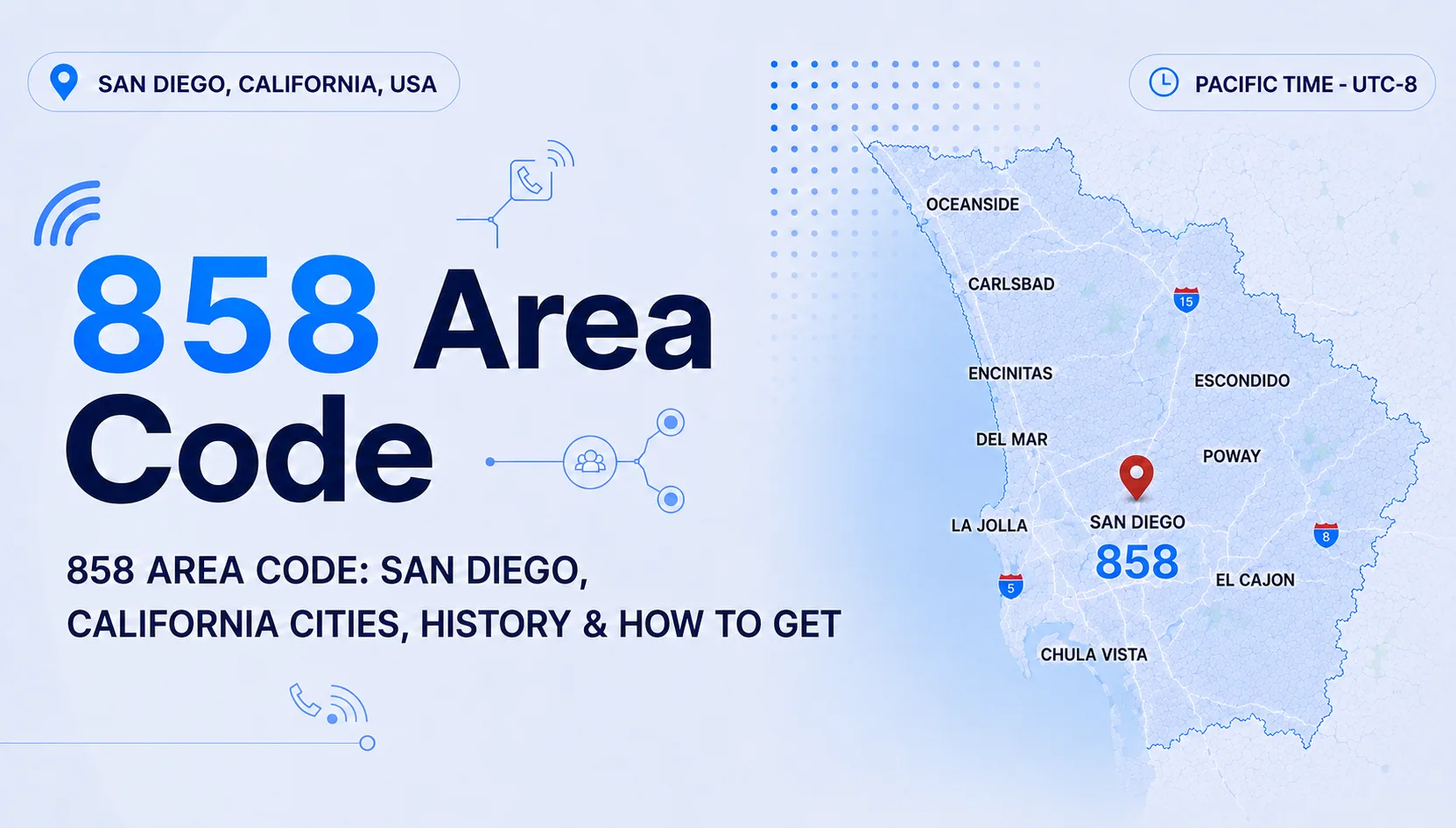 858 Area Code — northern San Diego, California including La Jolla, Poway and Del Mar