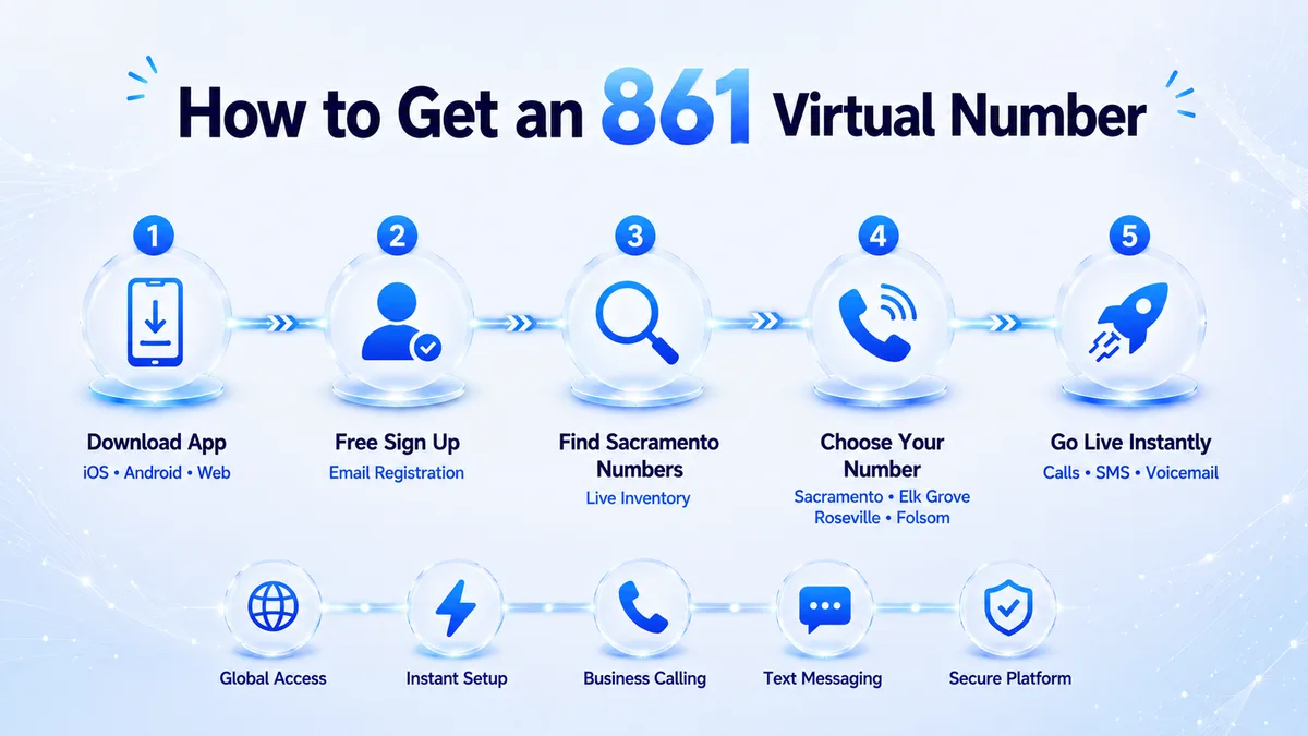 How to get an 861 area code virtual phone number — CallMama activation steps for Sacramento, Elk Grove, Roseville, Folsom, and the broader Sacramento Valley market in California