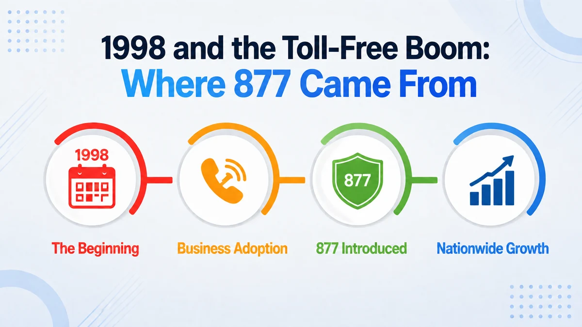 877 area code history — the 1998 launch in the toll-free timeline from 800 to 833